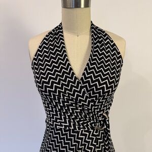 White House Black Market Halter Maxi Dress Black White Size 0